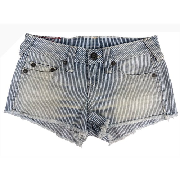 True Religion Pants - True Religion Womens Striped Denim Shorts Size 26 100% Cotton Made In USA NWT
